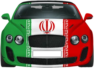 Car With Iranian Flag Wrap PNG Image