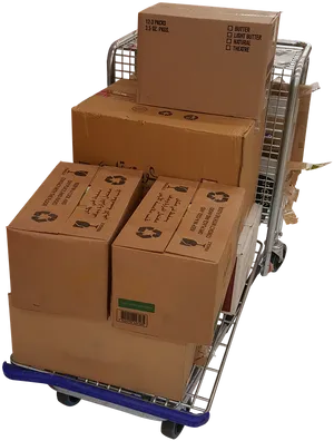 Cardboard Boxeson Trolley PNG Image