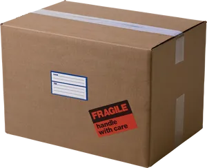 Cardboard Shipping Box Fragile Label PNG Image