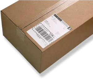 Cardboard Shipping Box With Label PNG Image