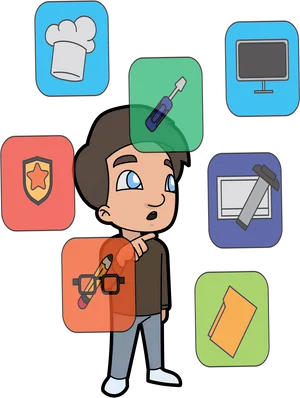 Career Choices Cartoon Character PNG Image