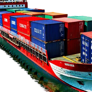 Cargo Ship With Containers Png Rba PNG Image