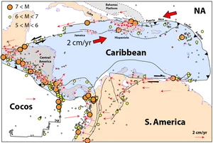 Caribbean Tectonic Activity Map PNG Image