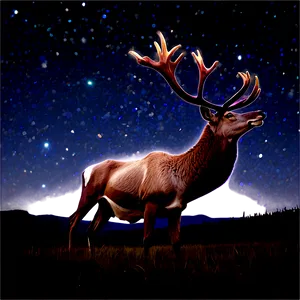 Caribou Under Starry Sky Png Mnn PNG Image