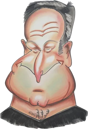 Caricatureof Manwith Prominent Features PNG Image