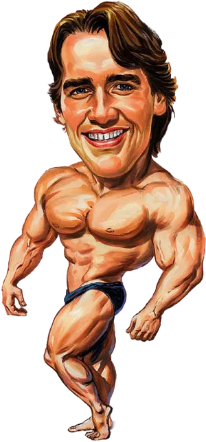 Caricatureof Muscular Figure PNG Image