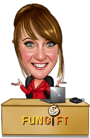 Caricatureof Womanat Desk PNG Image