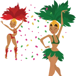 Carnival Dancers Illustration PNG Image