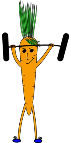 Carrot Figure Weightlifting Illustration PNG Image