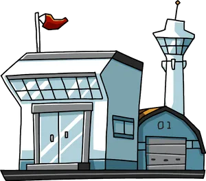 Cartoon Airport Terminal Illustration PNG Image