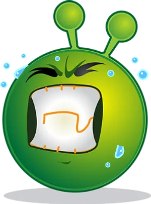 Cartoon Alien Green Bubble Character PNG Image