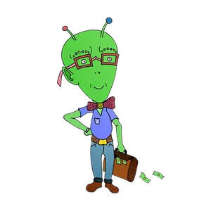 Cartoon Alien Readyfor Travel PNG Image