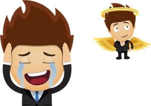 Cartoon Angeland Crying Character PNG Image