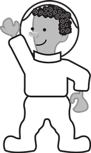 Cartoon Astronaut Waving Hello PNG Image