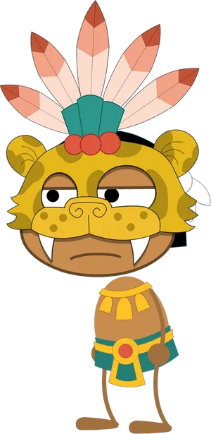 Cartoon Aztec Warrior Standing PNG Image