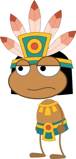 Cartoon Aztec Warrior Standing PNG Image