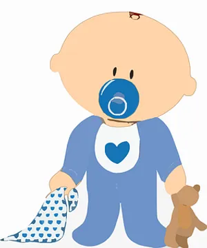 Cartoon Baby With Pacifierand Teddy Bear PNG Image