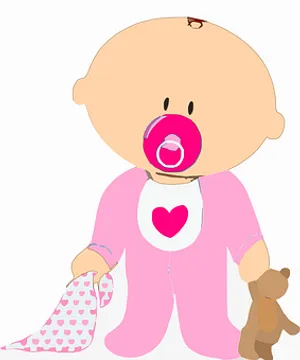 Cartoon Baby With Pacifierand Teddy Bear PNG Image