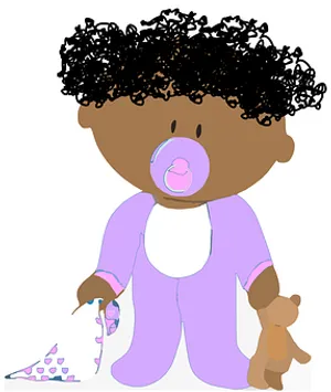 Cartoon Baby With Pacifierand Teddy Bear PNG Image