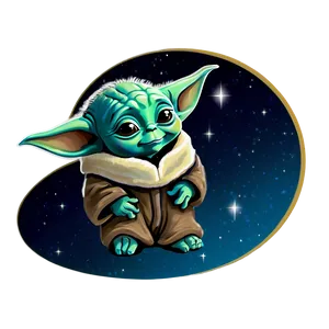 Cartoon Baby Yoda In Space Png 06252024 PNG Image