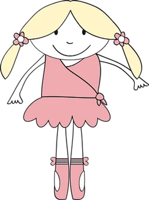 Cartoon Ballerinain Pink Dress PNG Image