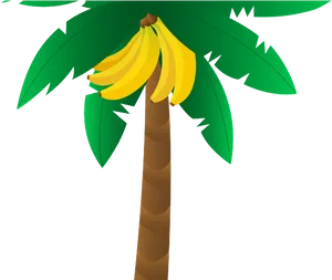 Cartoon Banana Tree Illustration PNG Image