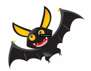 Cartoon Bat Smiling Black Background PNG Image