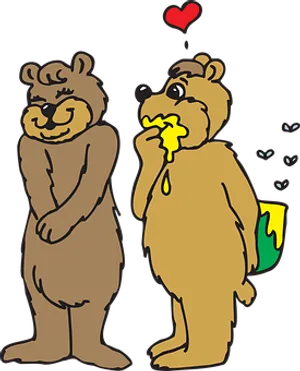 Cartoon Bears Love Honey PNG Image