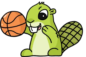 Cartoon Beaver Basketball Clipart PNG Image