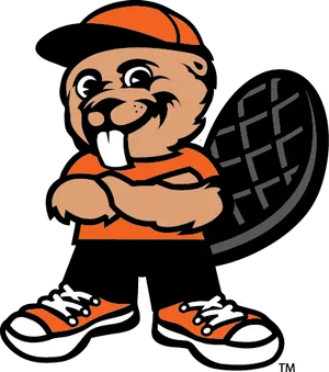 Cartoon Beaver Mascot Graphic PNG Image