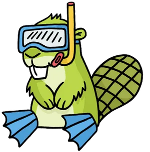 Cartoon Beaver Readyfor Snorkeling PNG Image