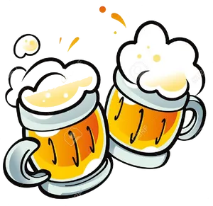 Cartoon Beer Mugs Cheers PNG Image