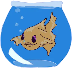 Cartoon Betta Fishin Bowl PNG Image