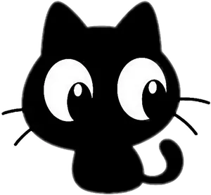 Cartoon Black Cat Big Eyes.png PNG Image