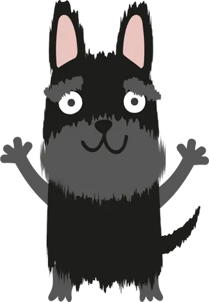 Cartoon Black Dog Illustration PNG Image