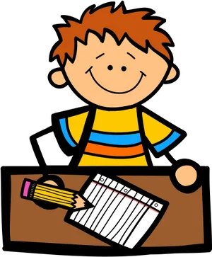 Cartoon Boy Drawing Smile PNG Image