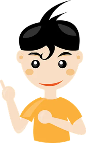 Cartoon Boy Idea Pose PNG Image