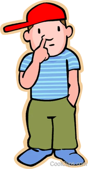 Cartoon Boy Touching Nose PNG Image