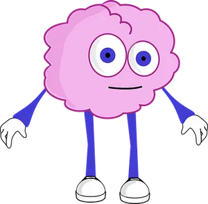 Cartoon Brain Character Standing PNG Image