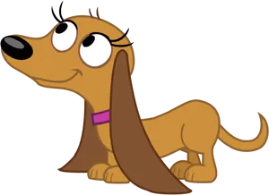 Cartoon Brown Dog Sitting PNG Image