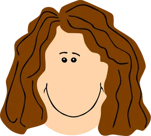 Cartoon Brown Hair Smiling Face PNG Image