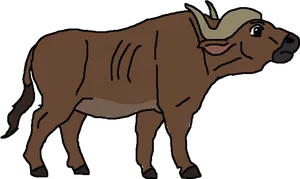 Cartoon Buffalo Standing Side View PNG Image