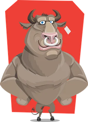 Cartoon Bull Character PNG Image