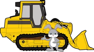 Cartoon Bulldozerand Rabbit PNG Image