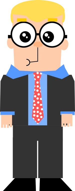 Cartoon Businessmanwith Glasses PNG Image