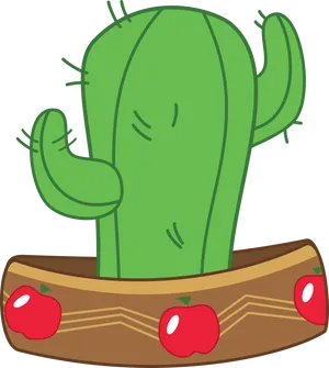 Cartoon Cactusin Pot PNG Image