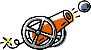 Cartoon Cannon Firing PNG Image