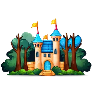 Cartoon Castle In Forest Png Guj PNG Image