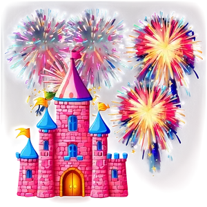 Cartoon Castle With Fireworks Png Fnb85 PNG Image