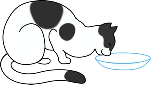 Cartoon Cat Drinking Milk PNG Image